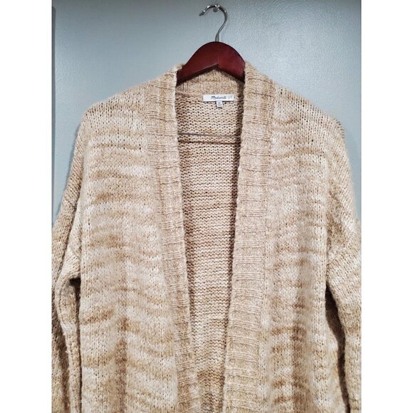Madewell Wool Space-Dyed Long Oversized Cardigan Sweater Beige Pockets Womans XS - Picture 5 of 16